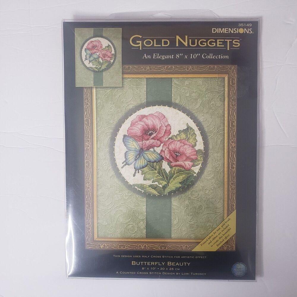 Dimensions Gold Nuggets Butterfly Beauty Cross Stitch Kit #35149 NEW 2004